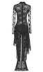 Long Sleeve Maxi Lace Velvet Dress Black