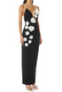 Flower Detail Pearl Straps Maxi Dress Black White