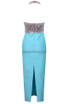 Halter Crystal Sequin Midi Dress Light Blue