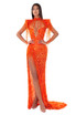 Tassel Detail Sequin Mermaid Maxi Dress Orange
