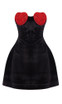 Crystal Heart Strapless A Line Velvet Dress Black