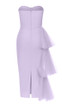 Strapless Bustier Mesh Detail Midi Dress Lavender