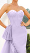 Strapless Bustier Mesh Detail Midi Dress Lavender