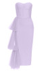 Strapless Bustier Mesh Detail Midi Dress Lavender