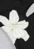 One Sleeve Pearl Flower Midi Dress Black