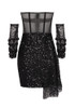 Strapless Corset Draped Sequin Dress Black