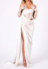 Strapless Lace Corset Draped Maxi Dress White