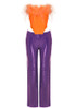 Strapless Feather Two Piece Jumpsuit Orange Purple