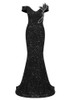 Off Shoulder Mermaid Maxi Sequin Dress Black