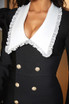 Long Sleeve Lace Collar Maxi Dress Black White