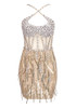 Halter Crystal Sequin Dress Gold