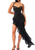 Lace Corset Ruffle Maxi Dress Black