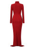 Long Sleeve Ruched Detail Maxi Dress Red