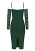 Halter Long Sleeve Structured Midi Dress Green