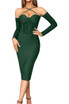 Halter Long Sleeve Structured Midi Dress Green