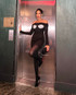 Long Sleeve Crystal Bustier Dress Black
