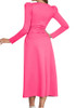 Long Sleeve A Line Midi Dress Hot Pink