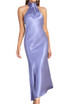 Halter Pearl Detail Maxi Silk Dress Purple