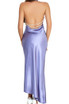 Halter Pearl Detail Maxi Silk Dress Purple