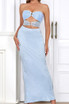 Strapless Sequin Maxi Dress Light Blue