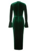 Poet Sleeve Midi Velvet Dress Green