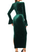 Poet Sleeve Midi Velvet Dress Green