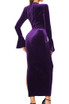 Poet Sleeve Midi Velvet Dress Purple