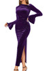 Poet Sleeve Midi Velvet Dress Purple