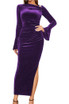 Poet Sleeve Midi Velvet Dress Purple