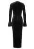 Poet Sleeve Midi Velvet Dress Black