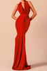 Halter draped Mermaid Maxi Dress Red