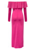 Long Sleeve Ruffle Maxi Dress Hot Pink