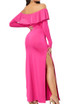 Long Sleeve Ruffle Maxi Dress Hot Pink