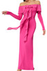 Long Sleeve Ruffle Maxi Dress Hot Pink