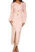Long Sleeve Midi Blazer Dress Pink