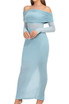 Long Sleeve Draped Maxi Dress Blue