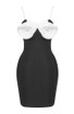 Flower Bustier A Line Dress Black White