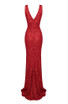 Sequin Mermaid Maxi Dress Red