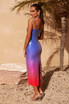 Sequin Midi Dress Blue Pink Red