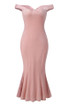 Bardot Bustier Mermaid Velvet Dress Pink