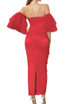 Ruffle Mesh Sleeve Maxi Dress Red