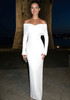 Long Sleeve Off The Shoulder Maxi Dress White