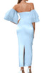 Ruffle Mesh Sleeve Maxi Dress Blue