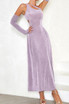 Long Sleeve One Shoulder Maxi Dress Heather