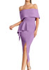 Bardot Ruffle Midi Dress Purple