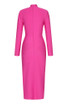 Long Sleeve Mesh Insert Midi Dress Hot Pink