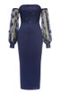 Sequin Long Sleeves Midi Dress Navy Blue