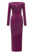 Long Sleeve Maxi Velvet Dress Magenta