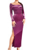 Long Sleeve Maxi Velvet Dress Magenta