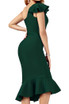 One Shoulder Ruffle Midi Dress Green